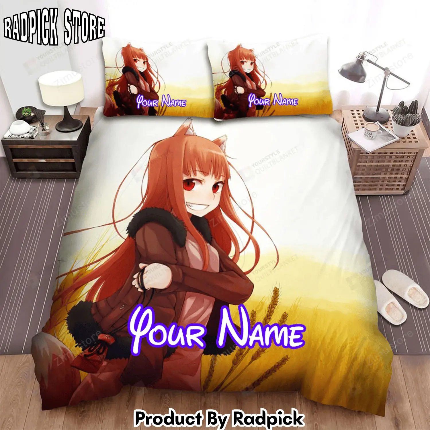 Radpick spice and wolf holo field anime girl bed sheets spread comforter duvet cover personalized name bedding sets rp3272101